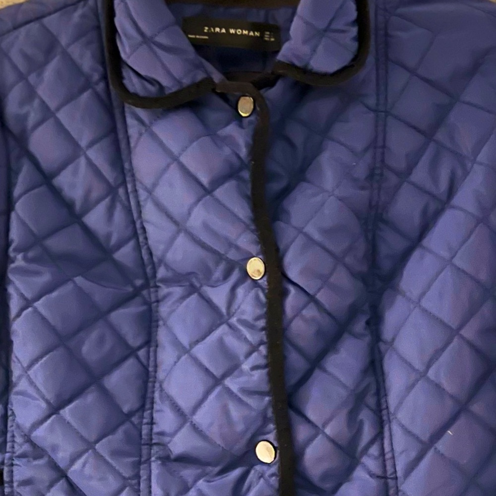 ⭐️ZARA⭐️NAVY W/ BLACK TRIM VINTAGE COAT/JACKET SIZE L BUT FITS MORE LIKE A SMALL - Picture 11 of 16